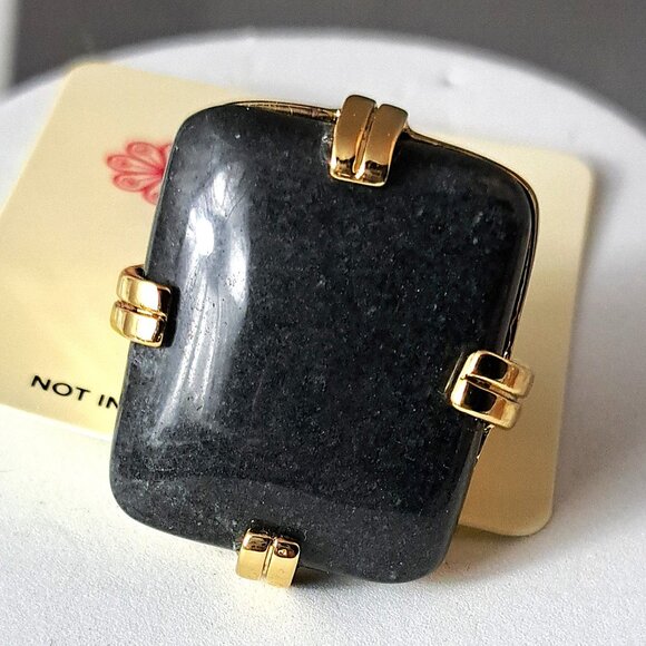 And Lovely Stretch Dark Gray Stone Ring - Picture 1 of 3